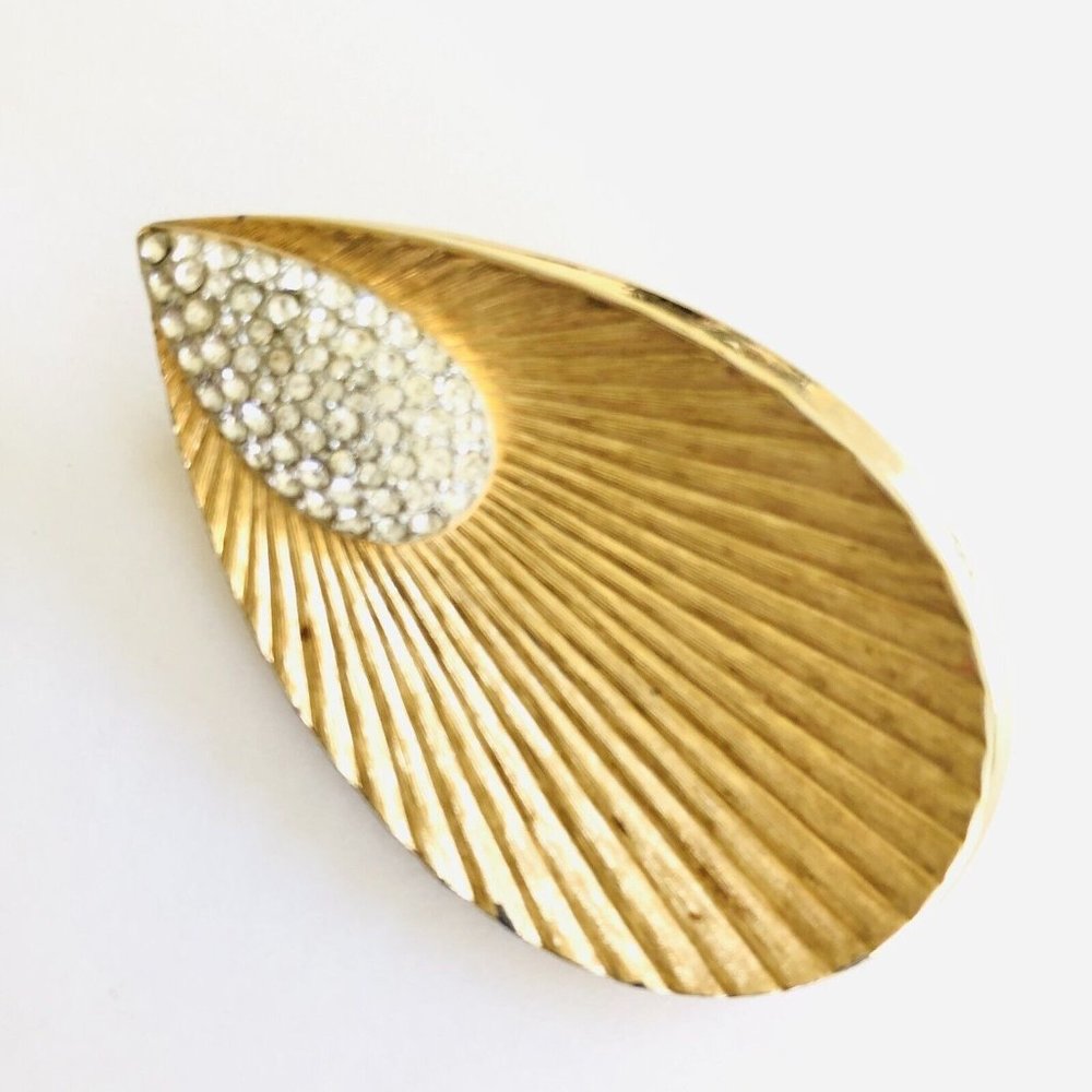 Vintage Marcel Boucher Signed Numbered Feather Eye of Peacock Gold Tone Brooch